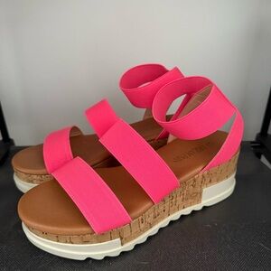 Pink Sandals with Cork Wedge